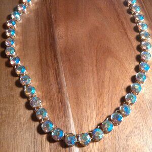 Champagne Color Austrian Crystal Goldtone Tennis Necklace